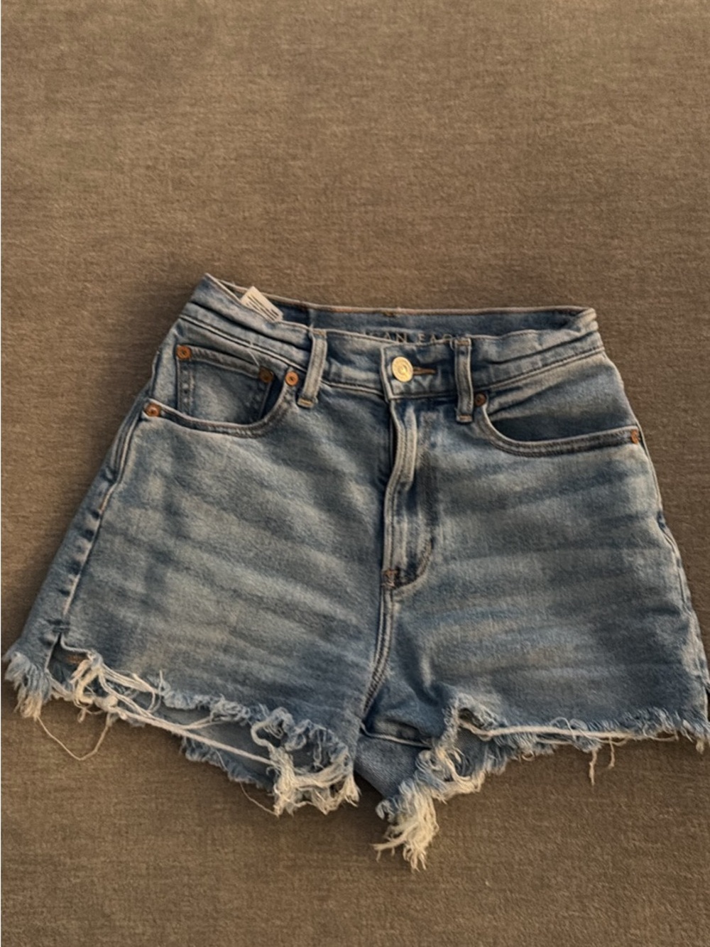 American Eagle Outfitters Light Blue Distressed High-Rise Denim Shorts